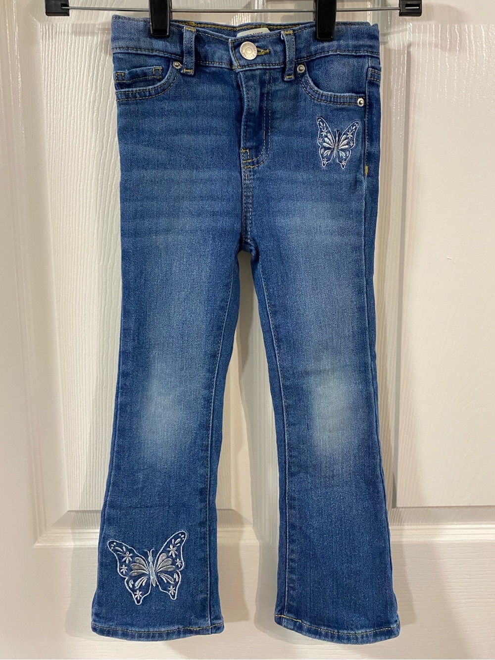 LEVI Strauss NEW Denim Butterfly Embroidered Flare Jeans Girls 5 Y2K Girly Retro